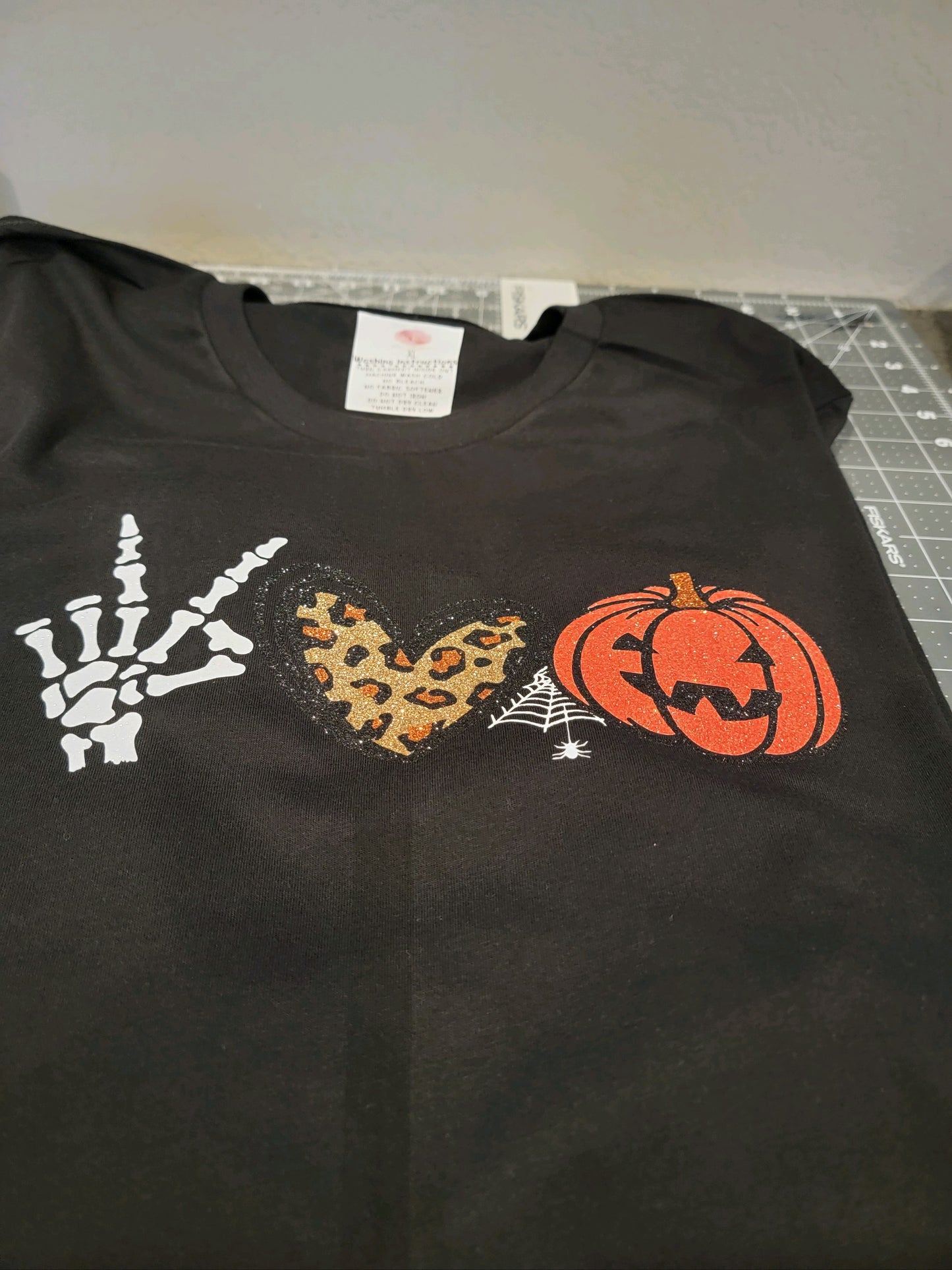 Glitter Vinyl Peace Love Halloween Shirt