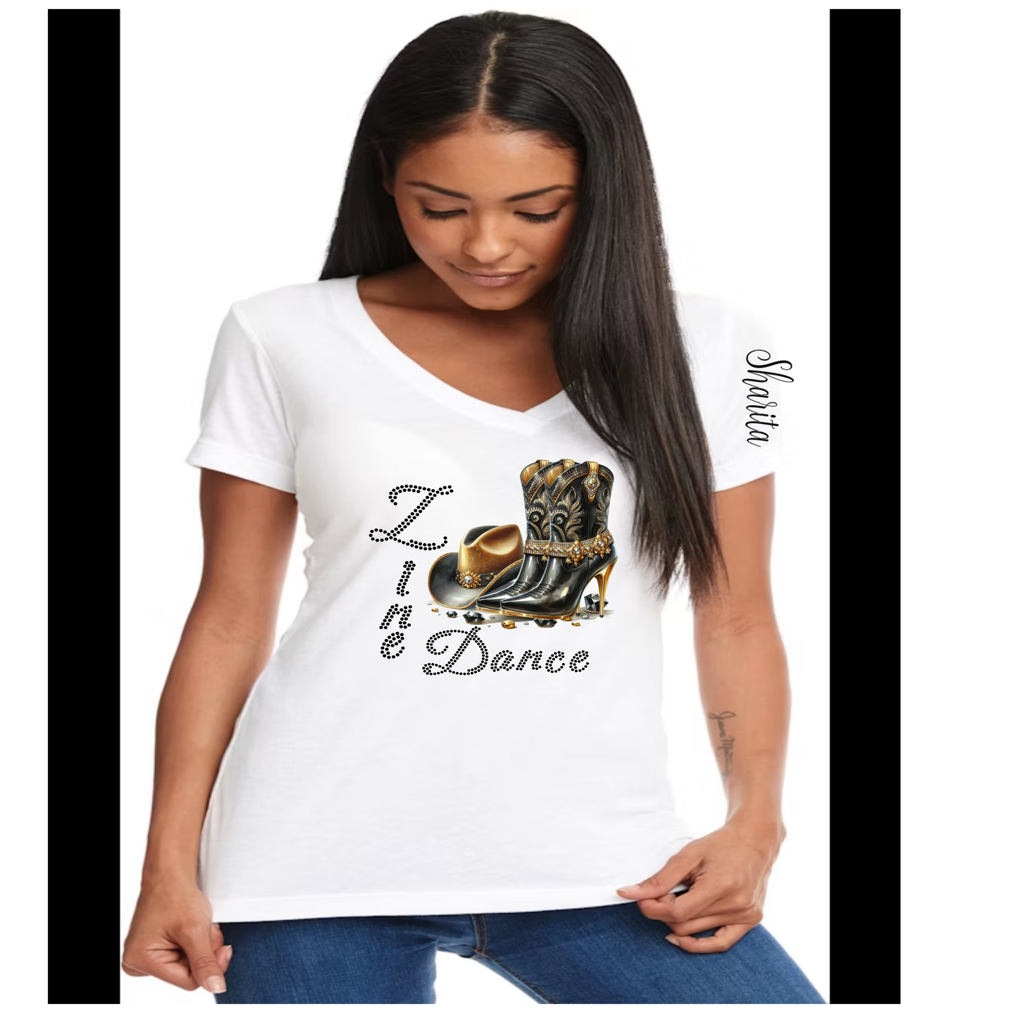 Custom Personalized Line Dance in Black Shirt