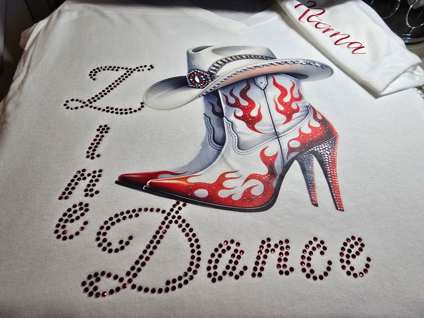 Personalized Blinged Line Dance Hat and Boots Shirt