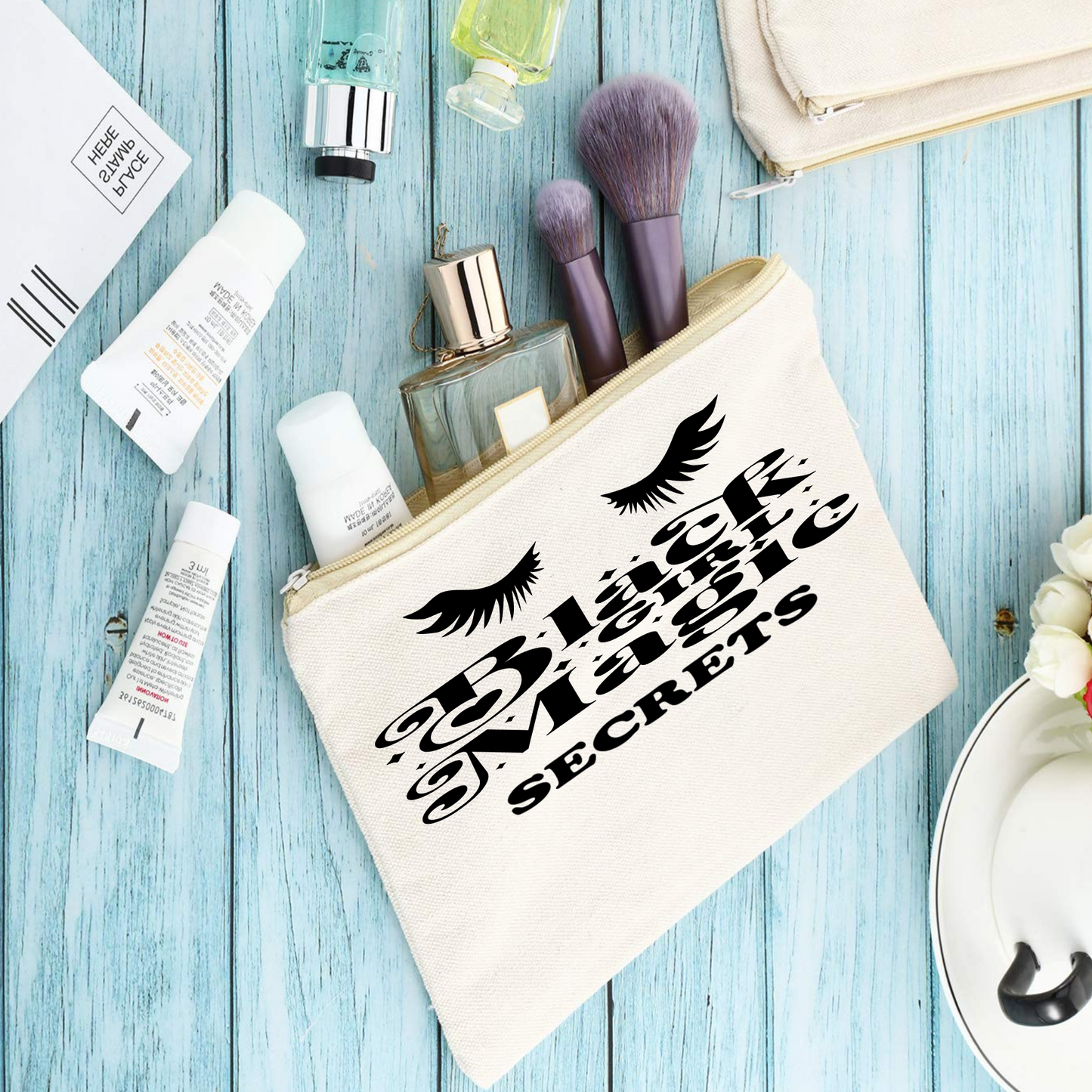 Eyelashes Black Girl Magic Makeup Pouches