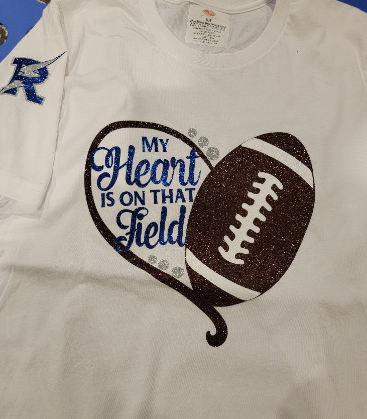 Personalized My Heart is on the Field with Player's Number on the Back Shirt