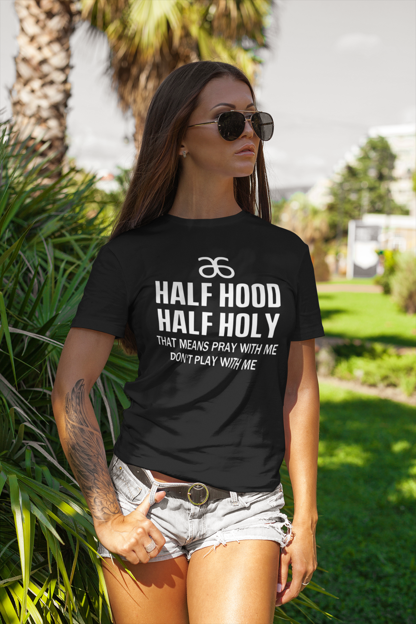 Custom Half Hood Half Holy Shirt with the Arbonne Logo