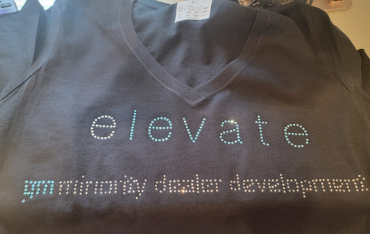 Custom Rhinestone Elevate Ladies V-Neck Shirt