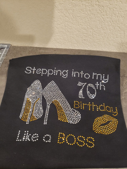 Stepping Into My (Your Age) Birthday Bling Shirt