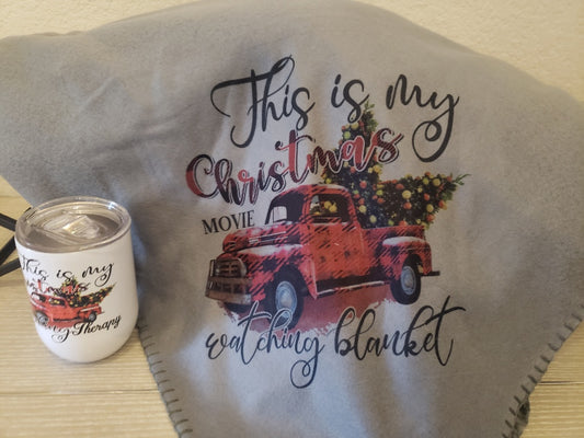 This is My Christmas Movie Watching Blanket and Beverage Tumbler Set