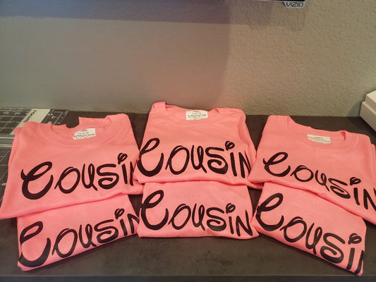 Custom Kids Cousin Shirts with numbers on the back