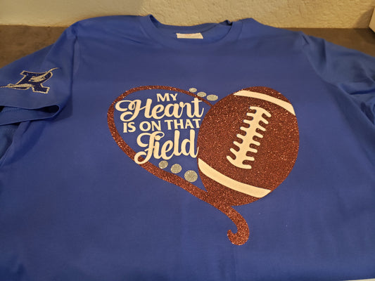 Personalized My Heart is on the Field with Player's Number on the Back Shirt