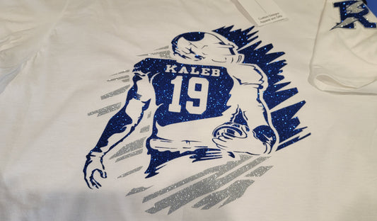 Football Player Name and Number Glitter Shirt