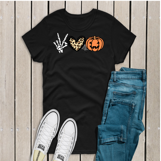 Custom Glitter Design Peace, Love, Halloween Shirt