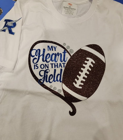 Personalized My Heart is on the Field with Player's Number on the Back Shirt